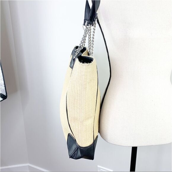 Calvin‎ Klein Large Double Chain Strap Straw Tote Bag w/Faux Leather Accents - Picture 6 of 15